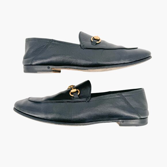Gucci Brixton Horsebit Loafer EU 37.5 US 7.5 Black Leather Collapsible Heel Shoe - Picture 7 of 11